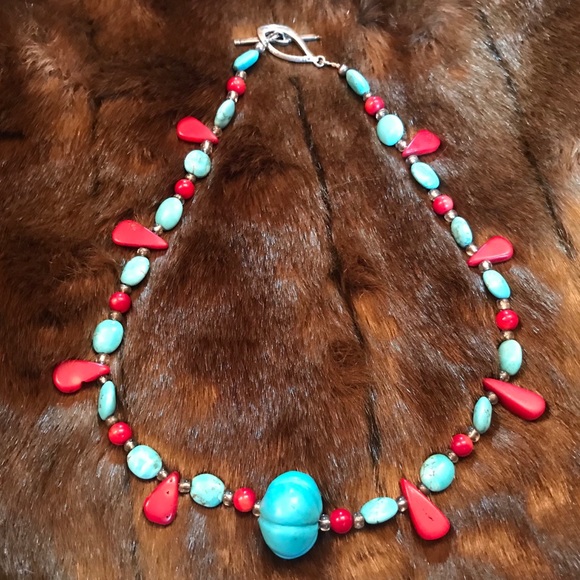 $39 Turquoise and jasper statement necklace - Picture 1 of 5